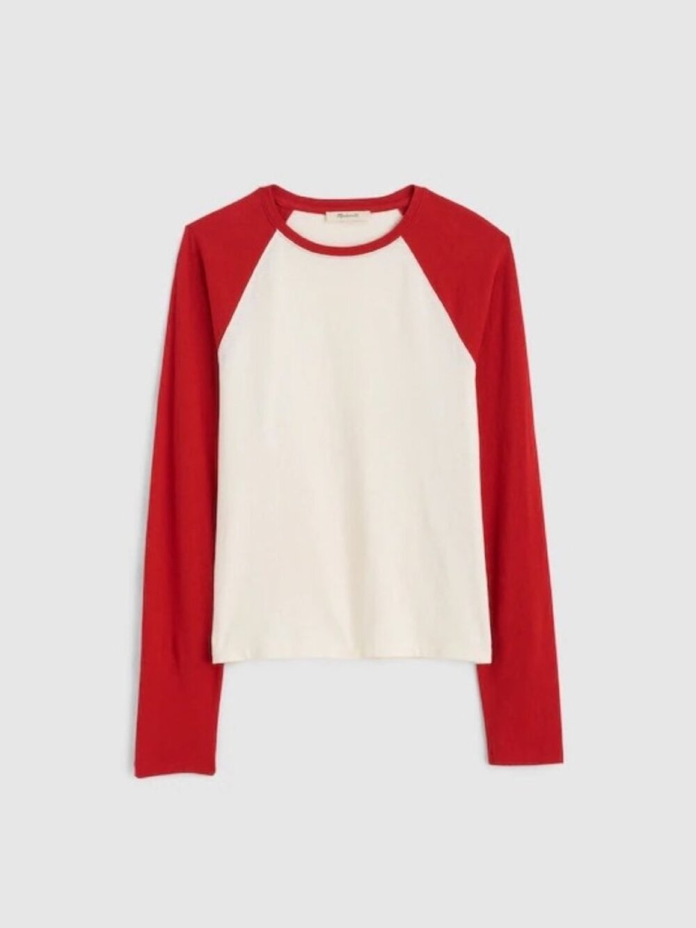 Madewell Baseball Raglan Long-Sleeve Tee Vintage Jersey Crimson Antique White M